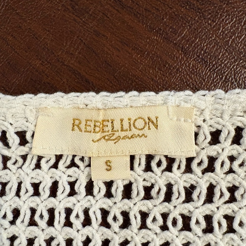 Rebellion Cream Crochet Button-Up Blouse - Picture 3 of 8